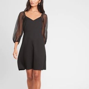 Banana Republic Puff-Sleeve Dot Swing Dress Size M